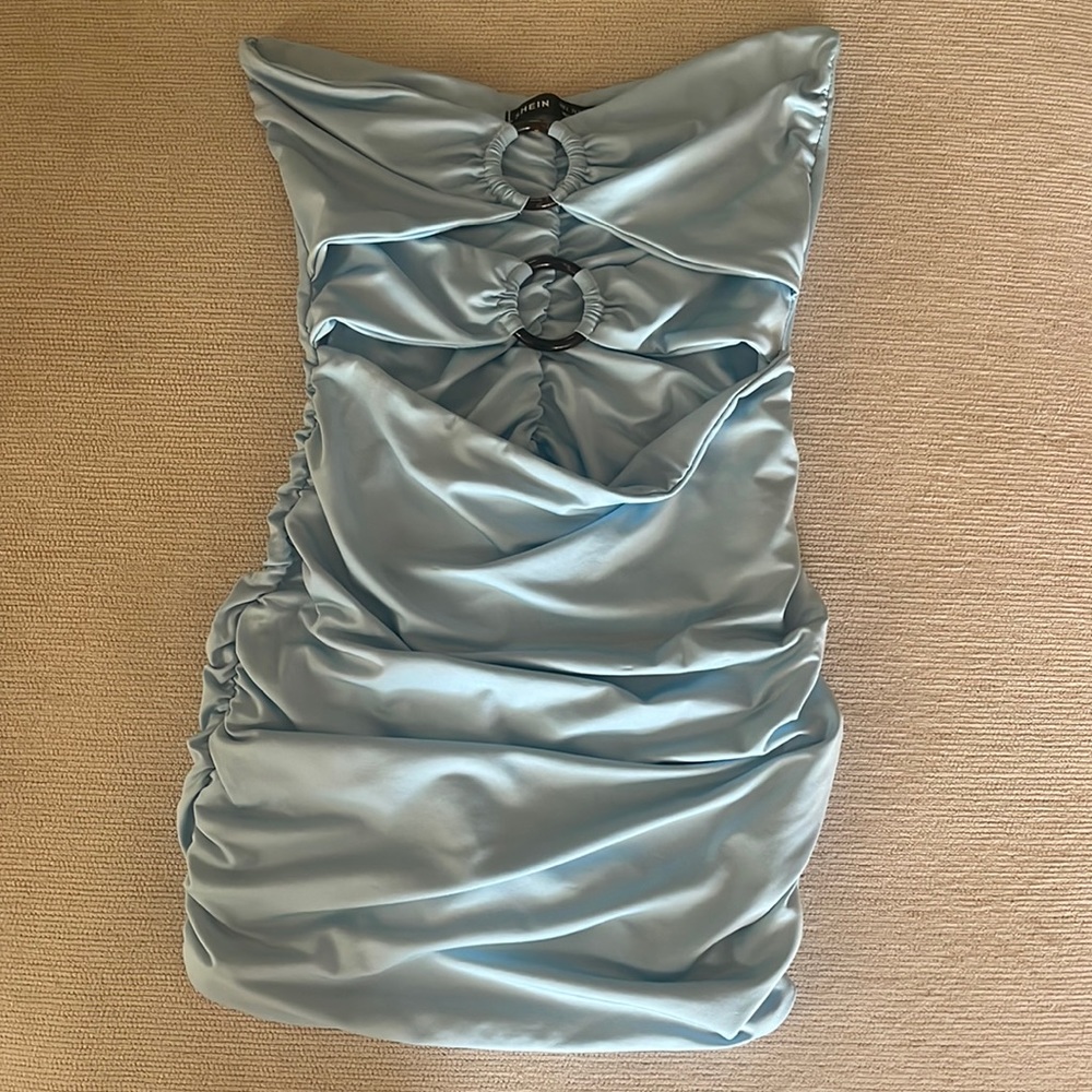 Baby blue tube top sexy dress